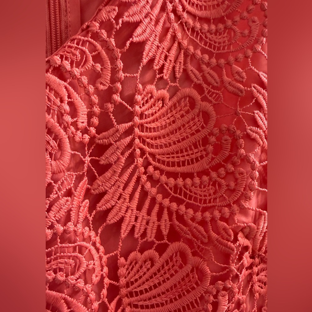 NWT LOFT Coral Pink Floral Lace Sheath Dress Size 6 $98 - Picture 4 of 9